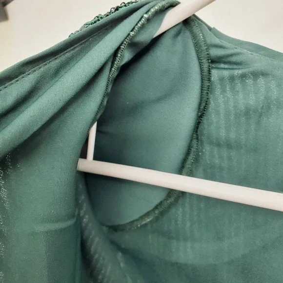 NWT Revolve Camila Coelho CeCe Emerald Green Sequin Draped Bodysuit Glam Party S - Picture 7 of 11